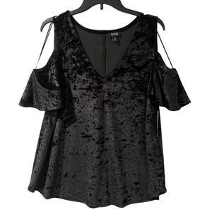 NWT ANA Black Crushed Velvet Goth Keyhole Top Womens XL Alt Glam Night Out